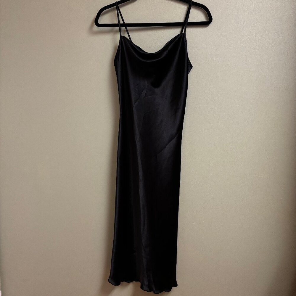 VTG Bebe Women Slip Dress Size XS Black Spaghetti Strap Cowl Neck Y2K Whimsigoth